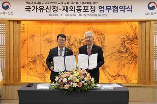 최응천 국가유산청장(왼쪽), 이상덕 재외동포청장