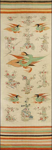 ‘오학병화도 모담(五鶴甁花圖毛毯)’, 19세기
