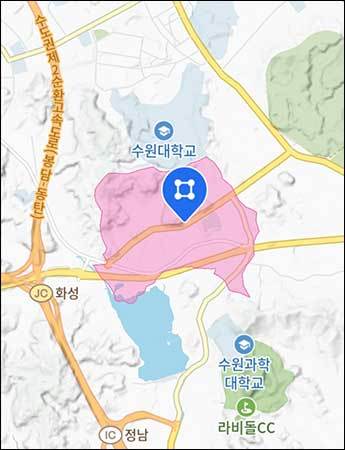화성군 봉담면 수기리 구역도 (분홍색 부분)