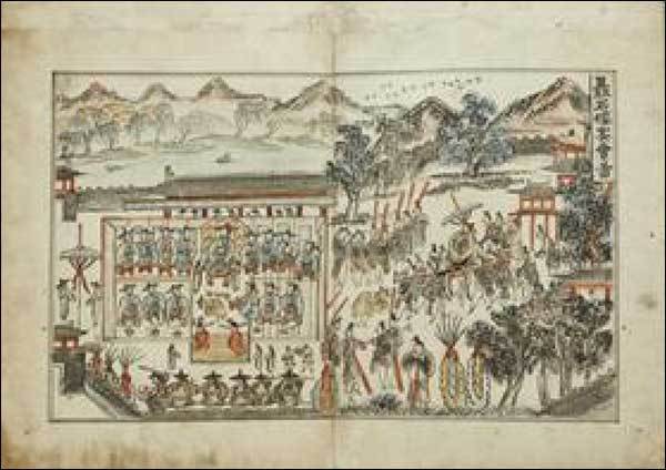 촉석루에서 열린 연회를 그린 그림, 세전서화첩(개인 소장)