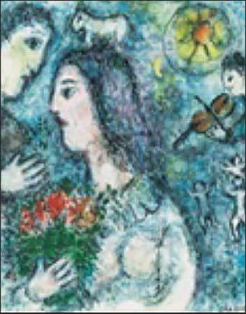 Lot. 31, 마르크 샤갈, 1887-1985, French, Profil au Bouquet>, tempera and gouache on masonite, 45.3×37.1cm, 1981, 3억원-6억원