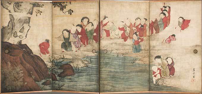 나가사와 로세쓰, <당자유도병풍>, 에도 시대 18세기, 국립중앙박물관