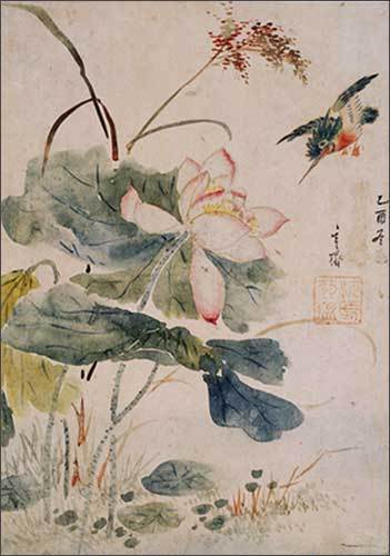 심사정, <홍련(紅蓮)> 《화원별집(花苑別集)》 제54면, 조선 1765년, 종이에 채색, 29.5×20.7cm