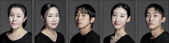 죽음의 망자 l 장현수, 떠나는 망자 l 김미애, 죽음의 망자·떠나는 망자 l 조용진, 회상의 망자 아내 l 박소영, 회상의 망자 l 이태웅(왼쪽부터)