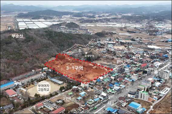 부여군 부여읍 쌍북리 일대의 유구분포조사 범위