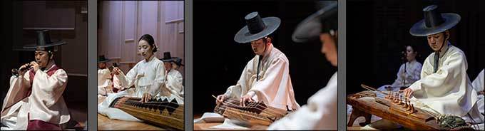 이재혁(태평소), 이선화(거문고), 이재하(거문고), 배런(아쟁) 연주모습(왼뽁부터)