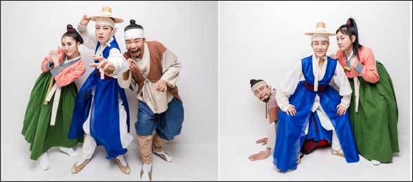 왼쪽부터 홍승희(삼충 역), 이소연(홍길동 역), 김학용(자바리 역), 추현종(자바리 역), 김율희(홍길동 역), 조유아(삼충 역)